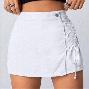 Denim Lace Up Skort
